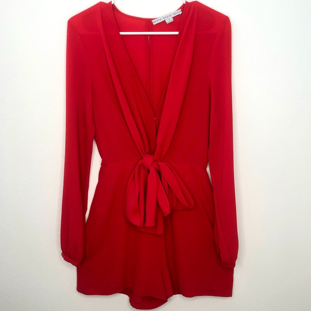 Red Long Sleeve Romper